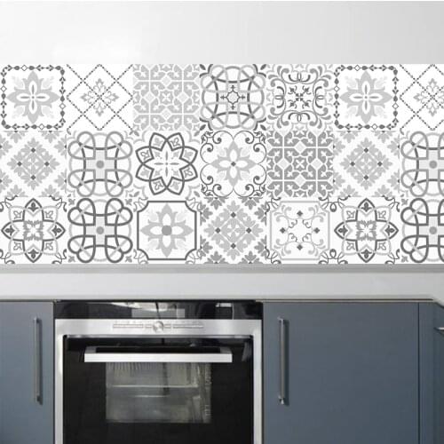 Moroccan Style Grey Tile Floor Wall Sticker Home Decor Kitchen Stairs Toilet Poster Vinyl Art Poster F1101