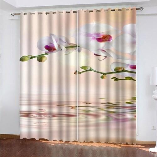 Luxury 3D Curtain Drapes For Living Room Bedroom Office Hotel Beautiful River Surface Flower Photo Home Wall Can Be Customized