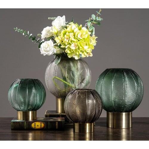 Spherical glass vase decoration Nordic home decoration vase ornaments living room decorations flower vases for homes decor
