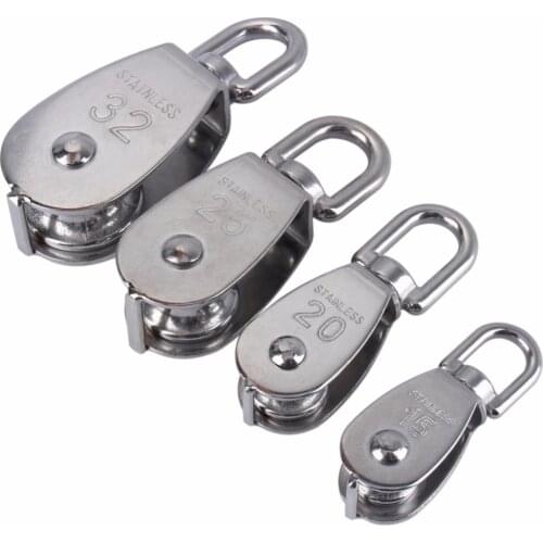 Hot Sale 1pcs Stainless Steel Pulley M15/M20/M25/M32 Single Wheel Swivel Lifting Rope Pulley Set Bearing Lifting Wheel Tools