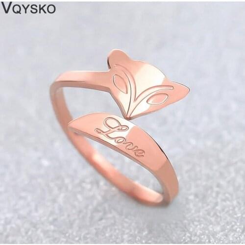 Wholesale New Bridal Jewelry Rose Gold Stainless steel Wedding Gift Love Fox Design Ring High Quality
