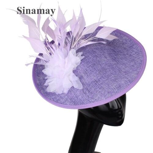 New Light Purple Wedding Flower Fascinator Hat Hairpin Bride Cocktail Race Hair Accessories Women Party Dinner Headwear Headband