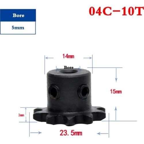 1Pcs 04C-10 Tooth Sprocket Wheel Industrial Chain Gear With Top Wire Bore 5mm