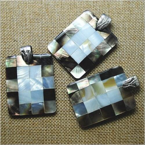 Nature shell pendants mother of pearl black lips and white lips matching pendants size 40x50mm for earring or pendants making