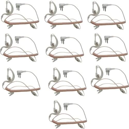 10PCS 2 Pin Flexible Transparent Wire Earphone Headset with Microphone for Motorola CP040 GP88 GP88S GP2000 GP3188 GP3688 Radio