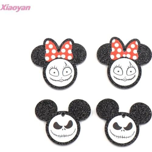 10pcs /lot) 30mm Nightmare Before Christmas Acrylic Jewelry Accessories Mouse Head Jack And Sally Party DIY
