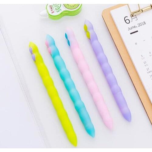 2pc Kawaii Pea Pen Black Signature Pea Gel Pen Simulated Soft Silicone Neutral Pens Office School Supplies Creative Stationery