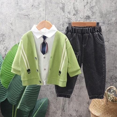 2021 New Children Casual Clothes Baby Boys Girls Solid Coat Jacket T Shirt Pants 3Pcs/sets Kids Infant Tracksuit 1 2 3 4 5 YEARS