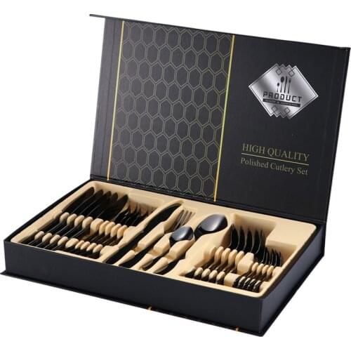 24PCS/Set Stainless Steel Tableware Cutlery Dinner Set Kitchen Dinnerware Fork Spoon Knife Set Tableware Teaspoon Spoon Fork Set