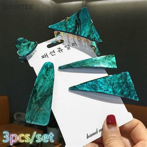 3pcs/set Headwear Women Vintage Chic Green Korean Style Fashion Ladies Beach Hair Jewelry Elegant Womens Hairpins Accessories