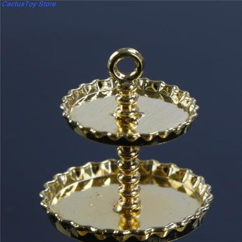 3-layer Metal Fruit Dessert Snack Rack Dollhouse Miniature Stand Pretend Play Kitchen Furniture Toys Best Gift