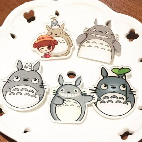 5pcs/set Totoro Cute Anime Character Cartoon Acrylic Badge For Backpack Accessories Brooch Pin On Clothing For Girl Boy Kid Gift