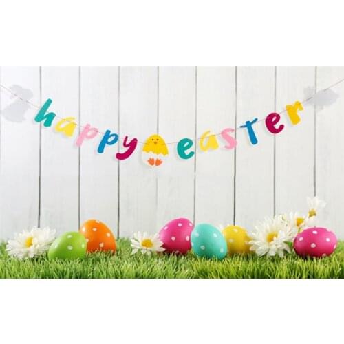 Easter Banner Paper Bunting Garland Banners Flags DIY Bunny Egg Letter Hanging Banner Decoration Easter Party Supplies Decor
