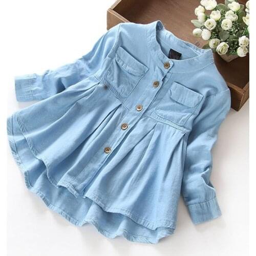 New Spring Girls blouses&Shirts denim Baby Girl Clothes Casual Soft Fabric Children Clothing Kids girls blouse Shirt