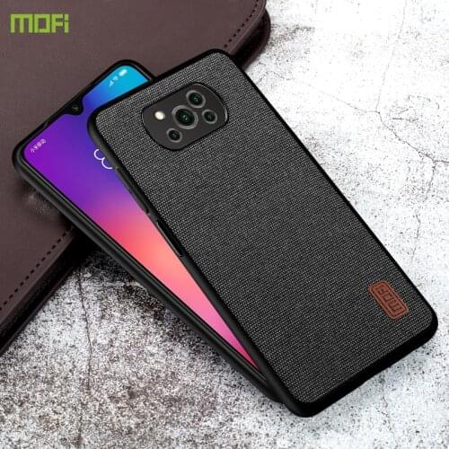 MOFI For Poco X3 NFC Case Luxury Fabric Back Cover For PocoX3 Shockproof Non Silp Cloth Cover Pocophone X3 Case Fundas