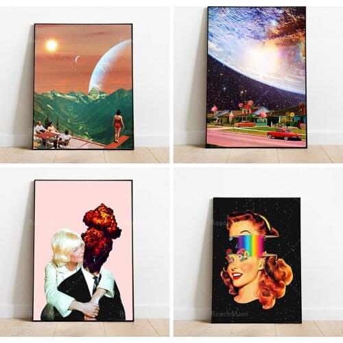 Day off, Collage art, Vintage collage, psychedelic art, retro art, surrealism, magic, landscape, nature, poster, wall art, prin