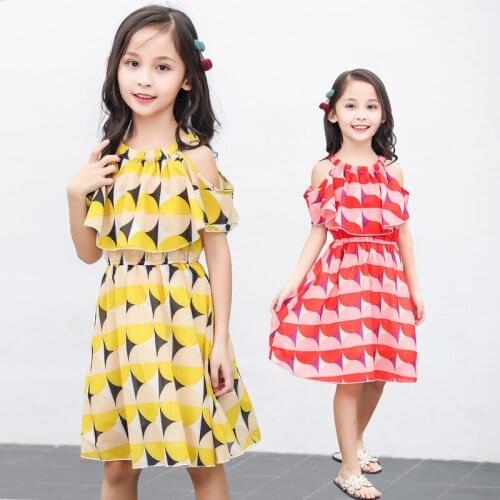 Kids Dresses for Girls summer 4-14 years Beach style Flower fruit print kids clothes Teenage Girls Children princess dress