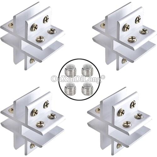 DHL Shipping 50PCS Aluminum Alloy Cross Glass Clamps Clips Acrylic Glass Shelf Screen Partition Brackets No Drilling for 10~12mm