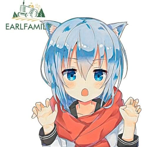EARLFAMILY 13cm x 11cm for Ao Nanami Kawaii Anime Cat Girl Vinyl Car Stickers Windows Surfboard Decal Creative Sunscreen Decor