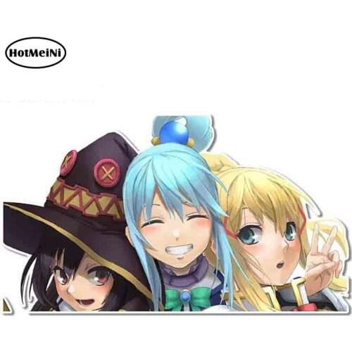 HotMeiNi 13cm x 7.4cm for KonoSuba Aqua Darkness and Megumin Vinyl Car Stickers Anime DIY Personality Laptop Car Door Decal