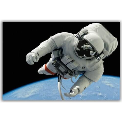 HT024 Spectacular Universe Earth And Moon Space Station Astronaut Silk Fabric Poster Art Decor Indoor Painting Gift