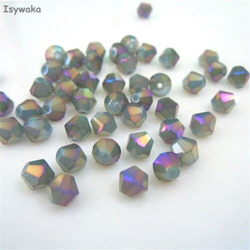 Isywaka Sale Hot Purple 6mm 48PCS Bicone Austria Crystal Beads charm Glass Beads Loose Spacer Bead for DIY Jewelry Making