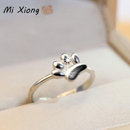Mi Xiong fairy rings for women 925 sterling silver creative dog claw unique luxury engagement cute wedding gift to girlfriends