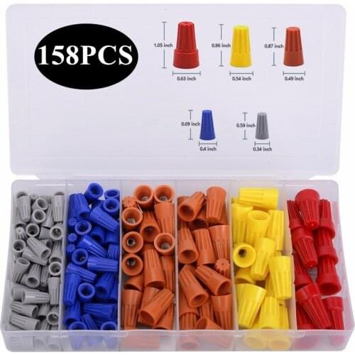 158PCS Electrical Wire Connectors Screw Terminals,with Spring Insert Twist Nuts Caps Connection Assortment Set