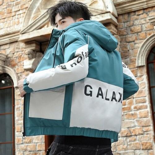 New Winter Short Jacket Men Thicken Spliced Warm Parka Men Casual Outwear Hooded Jackets Fashion Print Coat Padded Cotton Parkas