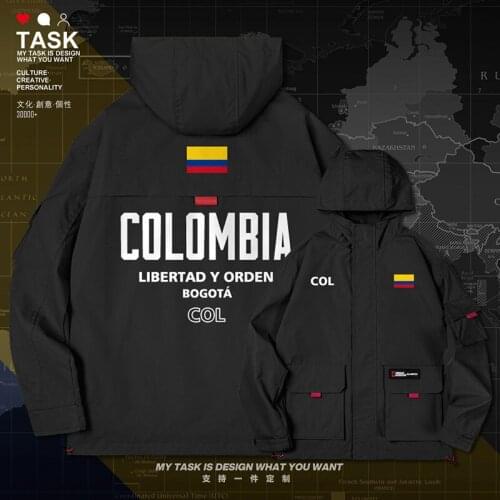 Colombia Colombian COL men jacket hooded nation flag fashion trench coat men casual mens long sleeve streetwear clothes autumn