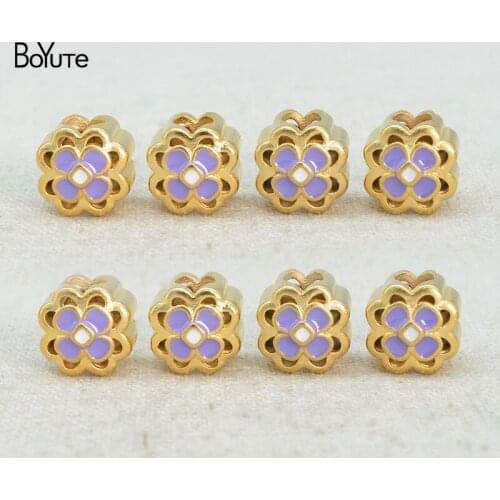 BoYuTe (10 Pieces/Lot) Matte Gold Plated Flower Shape Spacer Beads Factory Direct Sale Handmade Diy Brass Beads Accessories