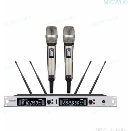 MiCWL Audio Professional EM6000 True Diversity 400M Range UHF Dual Channel Wireless Microphone system For Stage Karaoke KTV