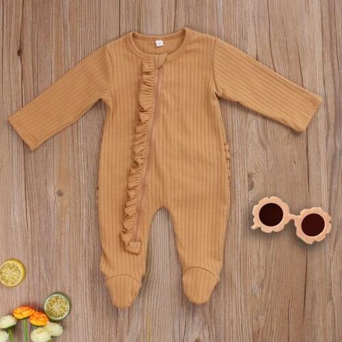 Cute Newborn Baby Boys Girls Ruffles Romper Casual Infants Clothes Toddlers Kid Autumn Winter Long Sleeve Cotton Jumpsuits 0-6M