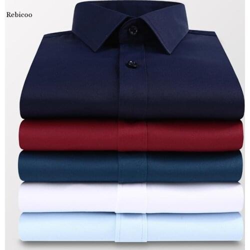 Plus Size 5Xl 6Xl 7Xl 8Xl Men Solid Color Business Shirt Fashion Casual Slim White Long Sleeve Shirt Male Brand Clothes