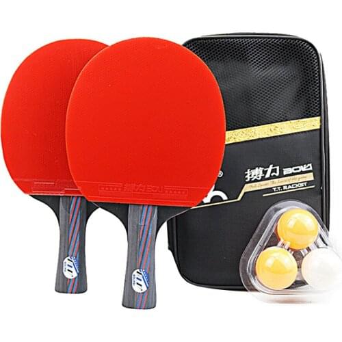 2Pcs Table Tennis Racket Set Upgraded With 3 Balls Lightweight Powerful Ping Pong Paddle Bat with Good Control 14.7*25.7cm