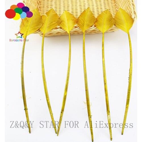 Natural 25-30CM Turkey Nest Forest Feather Scissors Tip Dye Army Green DIY Craft Headdress Fitting Feather