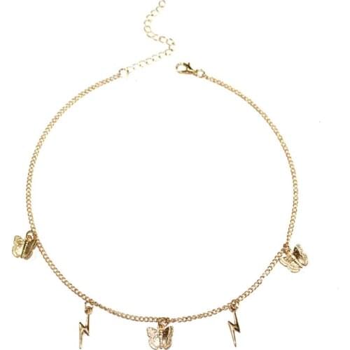 New Jewelry Individual Tassel Geometric Necklace Female Personality Butterfly Simple Temperament Single Layer Necklace