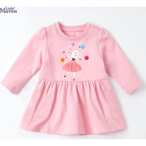 2021 Autumn New Arrival Kids Dress For Baby Girl European And American Style Knitted Pink Dance Rabbit Cute Dresses