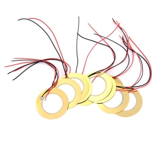 10pcs/lot 35mm Piezo Ceramic Element Sounder Sensor Trigger Drum Disc With Cable Length 11cm Piezoelectric Buzzer Copper
