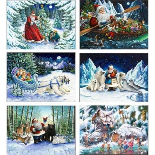 Full 5d diy diamond painting Diamond embroidery Christmas Santa Claus snow nature Scenic Cross Stitch Rhinestone mosaic stickers