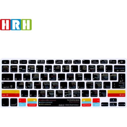 HRH Dreamweaver Hotkey Shortcuts Function Silicone Keyboard Cover Protector Skin For Mac Air Pro Retina 13 15 17 EU/US