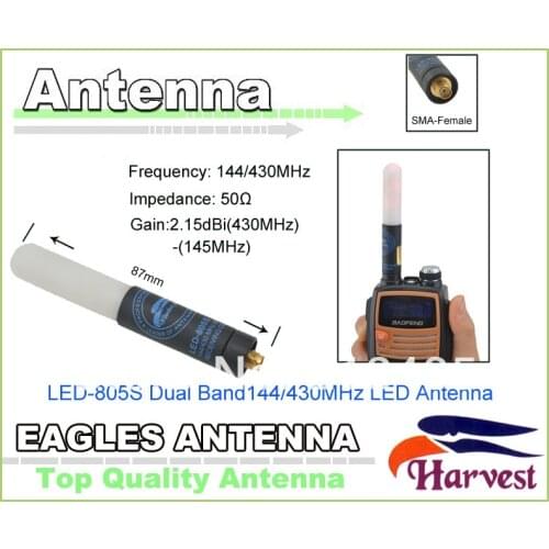 SMA-Female Connector Original Harvest LED-805S Dual Band 144/430MHz eagles LED Antenna for Baofeng UV-5R Radio