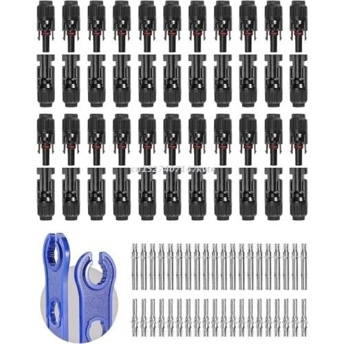 22 Pairs 1000V 30A Solar Connectors with Spanners IP67 Waterproof Solar Panel Male/Female Cable Wire Connection DIY Tool