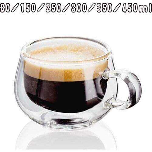 Double Wall Glass Cup Heat Resistant Tea Coffee Mug With Handle Portable Transparent Beer Mug Whiskey Glass Cup 150ml