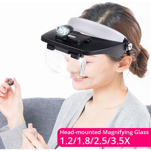 Head-mounted Magnifying Glass Led with Lighted Glasses for The Elderly Reading Electronic Repair Clocks Watches Micro-engraving