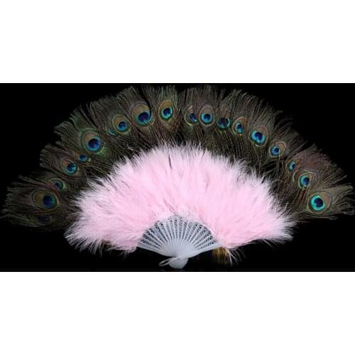 Peacock Feather Hand Fan High-Quality Dance Folding Fan Used for Wedding Party Prom Home Decoration Accessories