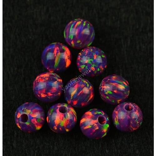 Factory opal high quality 2mm-6mm drilled hole opal beads op76 purple fire opal ball for necklace