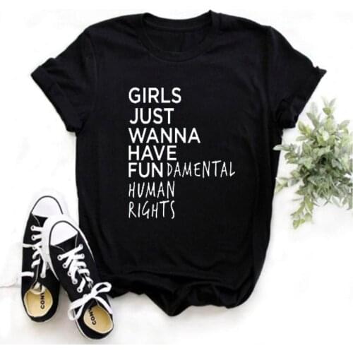 Mayos Feminist Women’s T-shirt A human rights letter printed T-shirt with the words "I only want to have basic human rights"