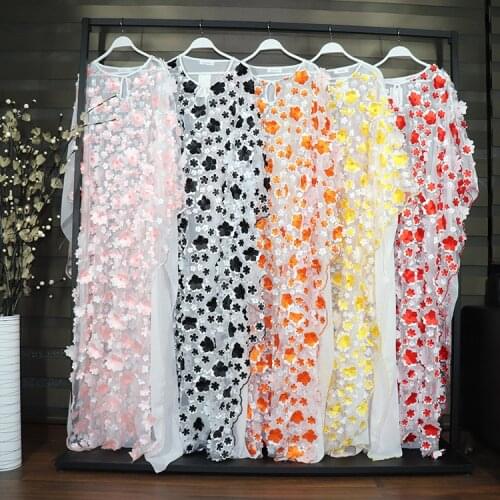 MCK African Women Dress Plus Size Maxi Flower Long Gown Dress Party Mom embroidered Abaya caftan boubou women clothing