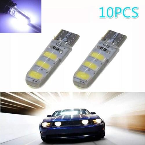 10pcs Silica gel LED COB W5W T10 194 8SMD Wedge clearance light Bulb Auto for License plate reading car door trunk car lamp